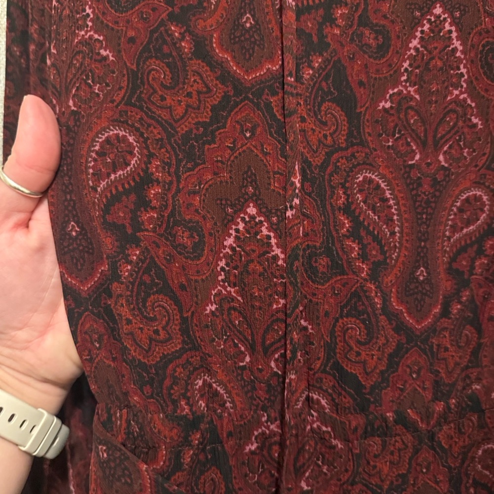 PAIGE Burgundy Paisley Long Sleeve Dress - Picture 4 of 6